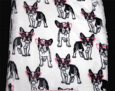 New Pink Throw Blanket Boston Terrier Plush with Gray Pom Pom Trim 50x60 Dogs New Pink Throw Blanket Boston Terrier Plush with Gray Pom Pom Trim 50x60 Dogs