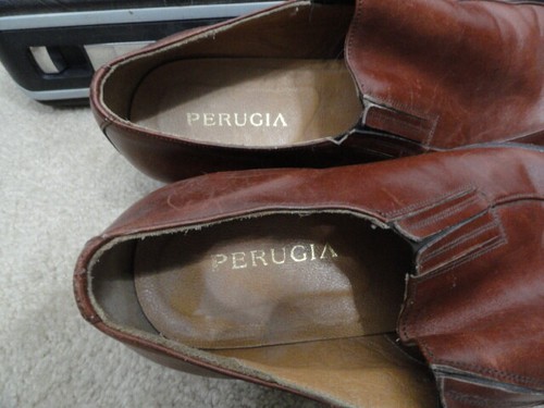 Perugia italienische weiche Leder braune Slipper Freizeit elegante Schuhe Herren Größe 10 - Bild 5 von 12