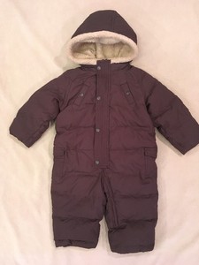 Baby-Gap-12-18-Months-Down-Snowsuit-Brown-Fleece-Lined-All-In-One-Baby-Girl-Boy