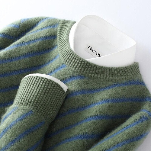 Men's Winter Round Neck Cashmere Sweater 100% Wool Thickened Blouse Office Shirt - Bild 20 von 21