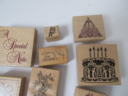 Large Rubber Craft Stamps Scrapbooking Card Making Premium Wood Mounted Set 10 - Picture 4 of 5