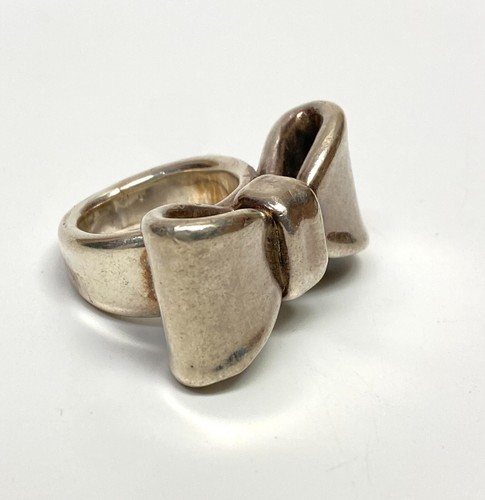 925 Made in Israel Silver Huge & Thick Bow Ring - Picture 3 of 7