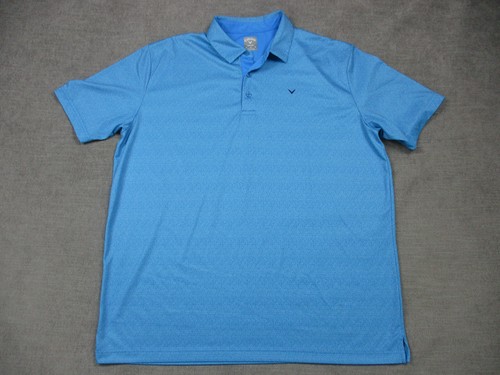 Callaway Polo Shirt Mens X Large Blue Pattern Golf OptiDri Logo Short Sleeve - Picture 1 of 9