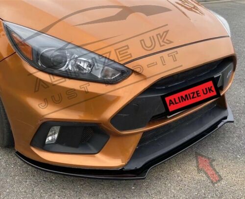 PER FORD FOCUS RS ST MK3 FACE LIFT 2014 - 2018 NERO LUCIDO LABBRO SPLITTER ANTERIORE - Foto 4 di 9