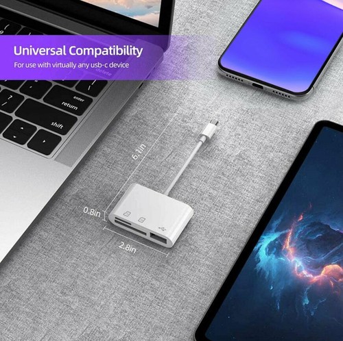 USB C 3 in 1 Hub Converter Type-C Adapter SD Card Reader For MacBook Pro Laptop - Picture 4 of 8