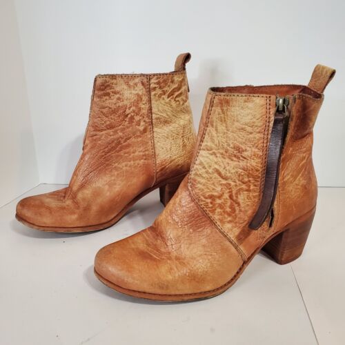 Botas de cuero envejecido Felmini para mujer talla 38/7,5 marrón camel tobillo boho resistentes - Imagen 2 de 13