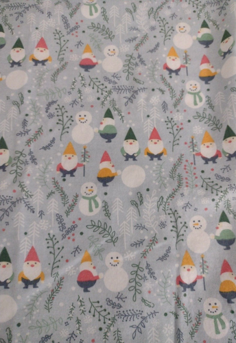 Winter Gnomes Baby Blanket Flannel 36 x 35.5 Handmade Building Snowmen - Picture 2 of 9