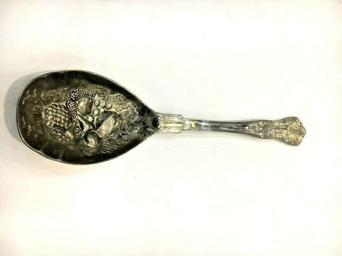 Vintage Ornate Spoon Fruit Embossed Silver plate 8"Flatware Decor Kitchen ART - Picture 11 of 12