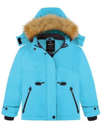 Wantdo Kids Girls' Winter Ski Jacket Waterproof Raincoat Warm with Faux Fur Hood - Picture 23 of 23