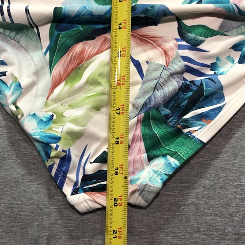 La Blanca Swim Suit Women's 6 Ruched Floral Bandeau 1 Piece White Green Blue - Picture 12 of 13