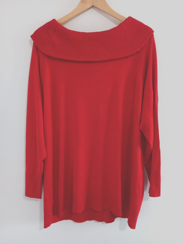 Torrid Sweater Womens Plus 3X Cherry Red Cowl Neck Pullover Slouch NEW Statement - Picture 2 of 9