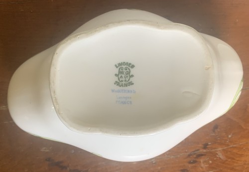 Antiguo WM GUERIN Limoges Francia Gravy Barco y Plato Art Nouveau Vides Verdes - Imagen 6 de 9