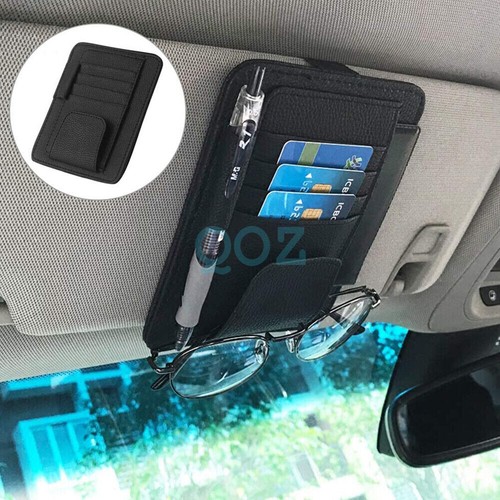 Car Sun Visor Pocket Organizer Sunglasses Pen Holder Card Storage Leather Pouch - Picture 3 of 9
