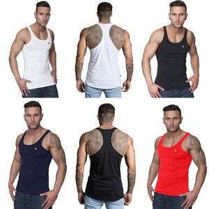 MENS GYM VEST PLAIN STRINGER BODYBUILDING MUSCLE TRAINING TOP FITNESS SINGLET UK