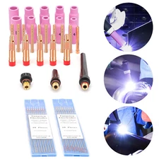 48x TIG Welding Torch Kit Collet Body Nozzles Tungsten Electrode for WP-17/18/26