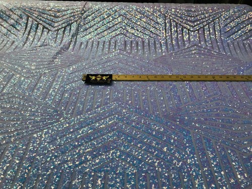 IRIDESCENT GEOMETRIC DIAMOND DESIGN WITH SEQUIN ON A 2 WAY STRETCH MESH- - Picture 24 of 90