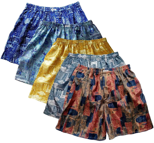 Mens Thai Silk Blend Patterned Boxer Shorts 1 3 or 5 Pack Hawaiian Underwear Lot - Picture 39 of 48