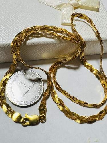 22C 22K 916 Fine Real DUBAI Gold Braid Chain Necklace 22” long 4.5mm 14.6g - Picture 20 of 24