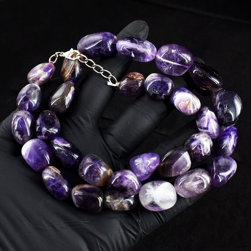 Schönste lila Amethyst 649,00 kt Perlen exklusive Halskette RK 14 E693