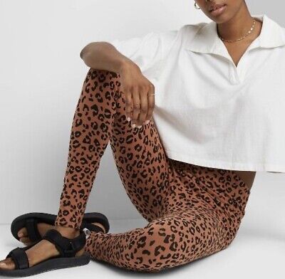 Women's Brown Leopard Print High-Waisted Classic Leggings - Wild Fable  Medium 