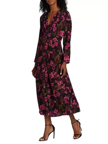 Neu mit Etikett Elie Tahari Midi-Kleid aus 100 % Seide Blumenmuster Azaleen-Print Größe 12 $ 495 - Bild 9 von 16