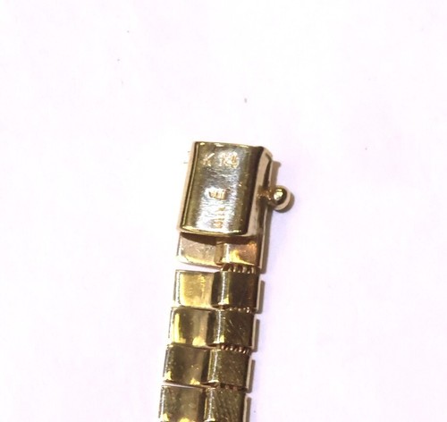 Collana in oro giallo massiccio 14 kt con frange fantasia disegno graduato 47,3 g colletto 16,5" - Foto 5 di 8