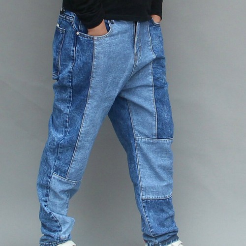 Men Harem Denim Trouser Pants Loose Baggy Splice Jeans Bottoms Casual Hippy  Long | eBay