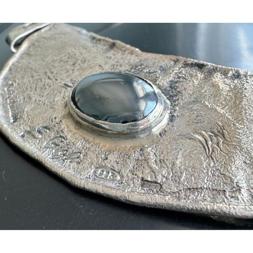 MODERNIST S.GIGLI, ITALY 925 STERLING SILVER AND BLACK SPINEL NECKLACE SKY - Picture 5 of 13