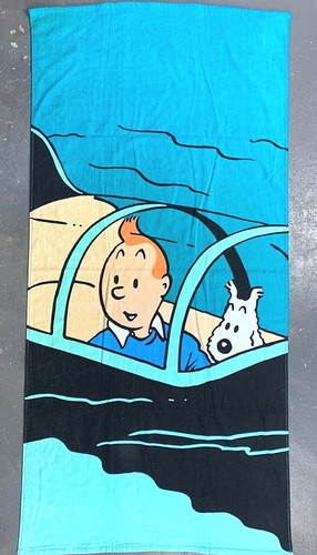 Moulinsart Tintin Beach Towel: Shark Submarine 80x160cm in size 100% Cotton +tag - Photo 1/5