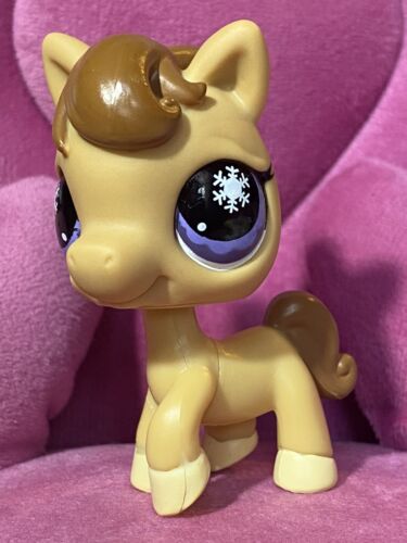 Littlest Pet Shop LPS Brown / Tan Horse Pony #684 With Purple Snowflake Eyes - Picture 22 of 23