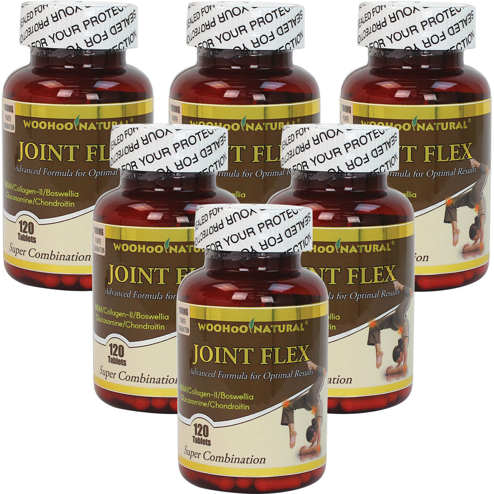 Глюкозамин 6 Joint Flex + хондроитин + МСМ + Коллаген + Босвеллия 120 карат с запасом на 1 год