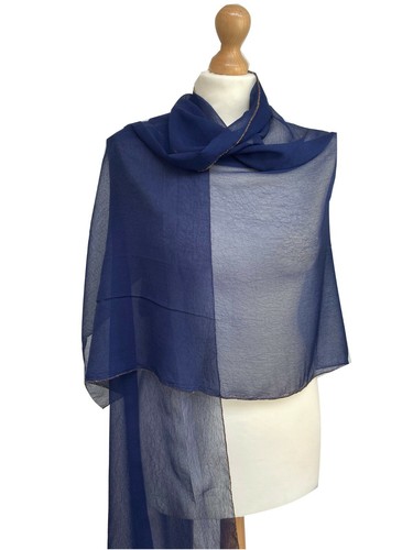 Soft Silky Scarf with Gold Edge Wedding Hijab Wrap Occasion X'Mas Premium Shawl - Picture 10 of 17