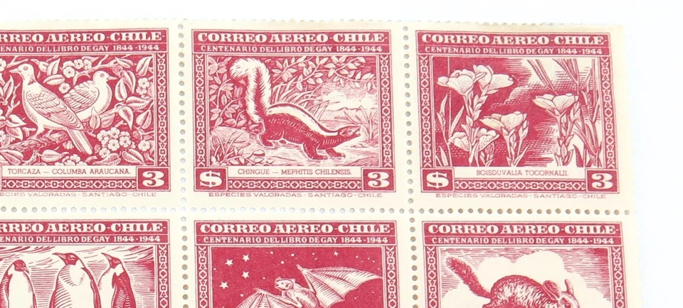.SCARCE 1948 CHILE #C124 BLOCK of 25 $3, FLORA & FAUNA. MH - Image 2 of 4