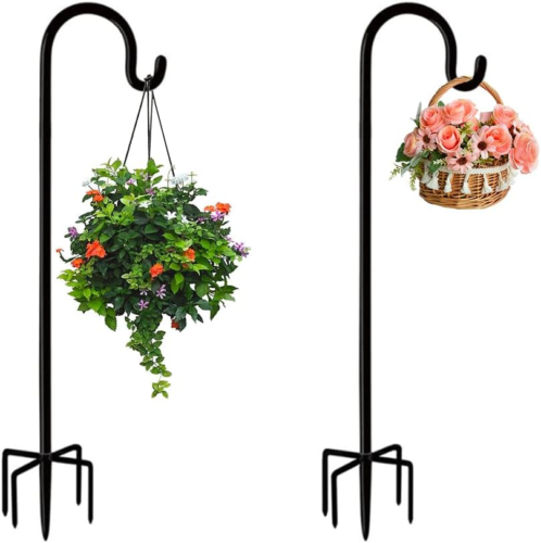 2 Pack Shepherds Hook 48 Inch Tall Bird Feeder Pole Shepards Hooks for Outdoor