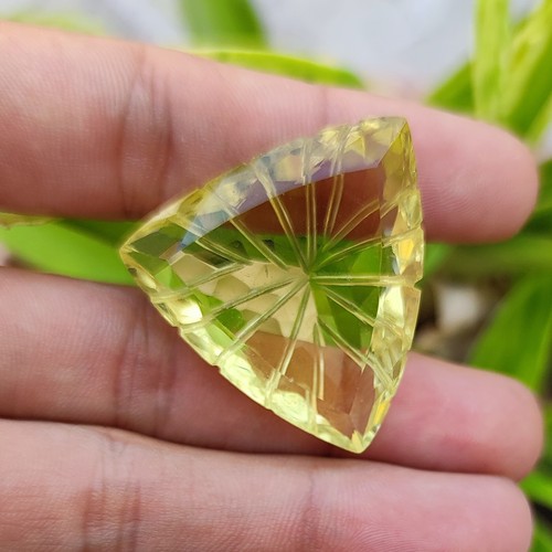 Natürlicher 84,90 ct Billionen Form Zertifiziert Schnitzerei Gelber Citrin Lose Edelstein - Bild 2 von 7