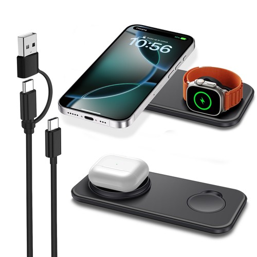 2in1 15W Wireless Charger Mat Dual Charging Pad For Apple Watch 10 9 8 iPhone 16 - Picture 13 of 14