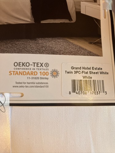 Grand Hotel Estate 265 Fäden Baumwollsatin flach Twin Laken 3-teiliges Set weiß neu - Bild 5 von 7