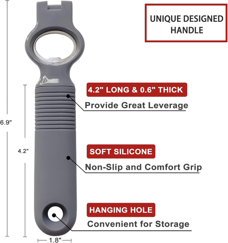 Soda Can Opener and Beer Bottle Opener Bartender with 4.2" Long Silicone Handle, - Bild 5 von 12