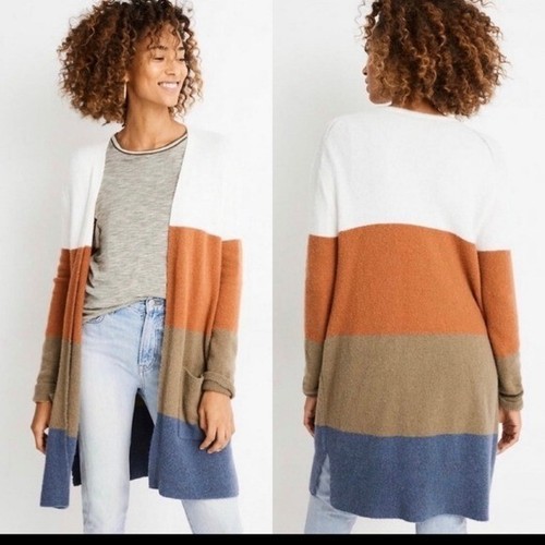 Madewell open cardigan women Knit  striped sweater M wool festival soft cozy y2k - Picture 8 of 8