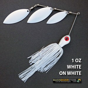 Bassdozer-spinnerbaits-TRIPLE-WILLOW-1-oz-D-WHITE-ON-WHITE-spinner-bait-baits