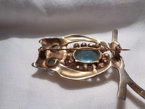 Antike Designer Vintage Schmuck Sterling Silber EULE Brosche - Bild 2 von 9