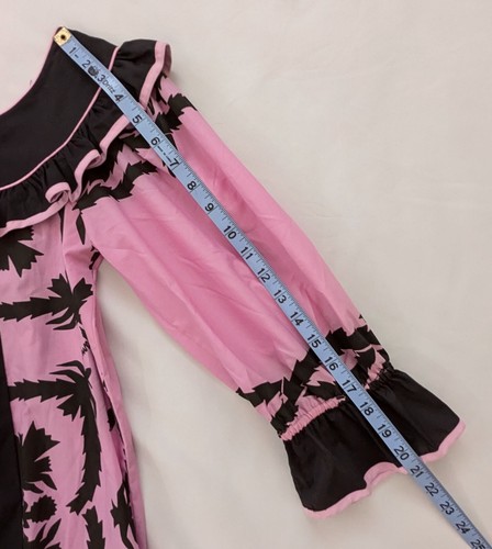 Vintage MAMO HOWELL Hawaiian Aloha Muumuu Pink Black Maxi Dress - Size 2 - Picture 8 of 12