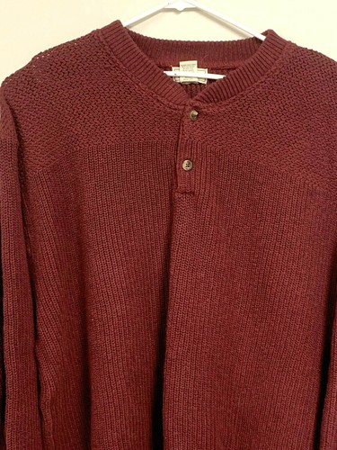 Vintage LL Bean Heavy Knit Long Sleeve 2 Button Sweater Size XL Made In USA - Picture 2 of 8