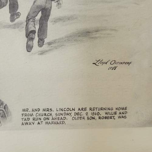 Gerahmter Präsident Abraham Lincoln & Familiendruck von LLOYD ÖSTDORF 11 Zoll x 9 Zoll - Bild 5 von 5