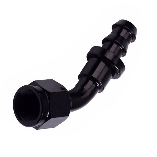 Black AN10 45 Degree Push Lock Hose End Fitting Adapter Fuel Oil Line -10AN - Picture 2 of 4