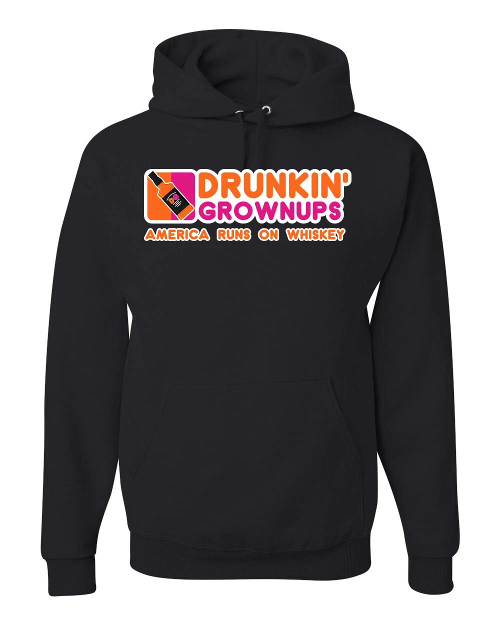 Drunkin Grownups America Runs On Whiskey Men Women Hooded Sweatshirt