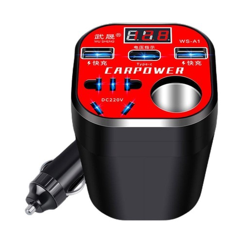 2023 New Car Mounted Cup Type Inverter Converter QC Charger+PD cable-20% off- - Photo 12 sur 17