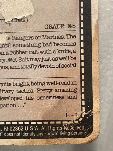Vintage 1985 G.I. Joe Wet-Suit Backing Card Hasbro No Figure *With Wear* mmm1 - Picture 7 of 9
