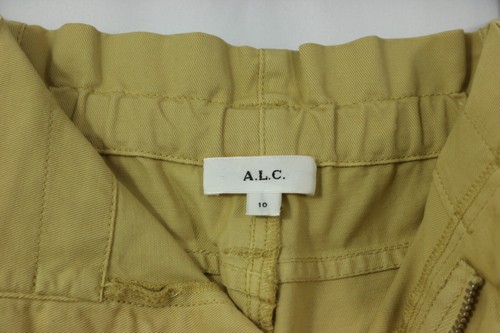 A.L.C. Women's 10 Yellow Cotton Wide Leg Cropped Pants Paper Bag Waist Belted - Picture 8 of 9