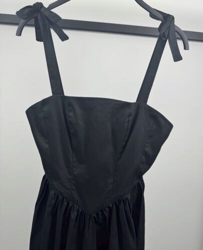 ZARA BLACK POPLIN STRAPPY MIDI LONG FLOWING VOLUMINOUS DRESS WITH SIDE POCKETS - Picture 10 of 24